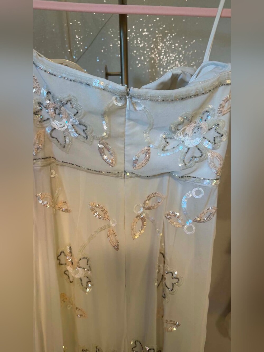 Needle & Thread Size 6 Ivory Sequin Floral Embellished Maxi Gown - Picture 9 of 11